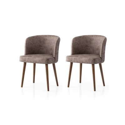 Set 2 scaune Zen - 4236 V2, Nuc - Mink, 57x57x81 cm - Nuc - Bej