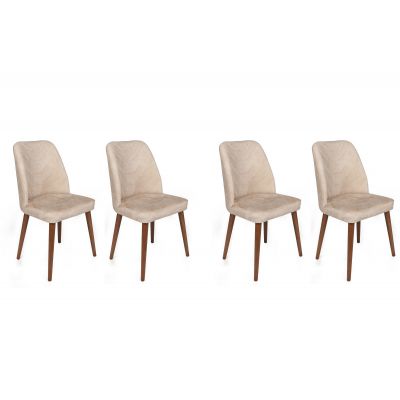 Set 4 scaune Dallas-550 V4, Bej - Nuc, 50x49x90 cm - Bej - Nuc