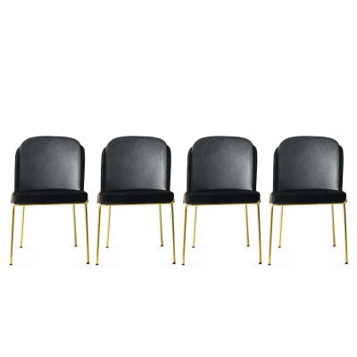 Set 4 scaune Dore - 103 V4, Negru - Auriu, 54x55x86 cm - Auriu - Negru