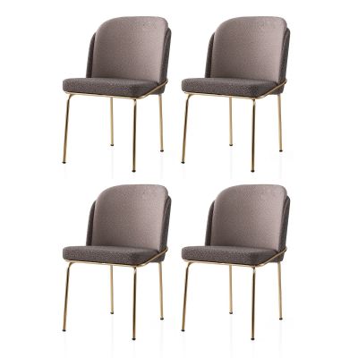 Set 4 scaune Dore - 125 V4, Auriu - Maro - Mink, 62x52x75 cm - Auriu - Maro - Bej