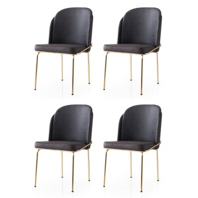 Set 4 scaune Dore - 128 V4, Auriu - Maro, 62x52x75 cm - Auriu - Maro