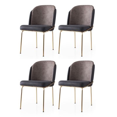 Set 4 scaune Dore - 132 V4, Auriu - Anthracithe - Mink, 62x52x75 cm - Auriu - Bej