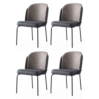 Set 4 scaune Dore - 168 V4, Auriu - Anthracithe, 62x52x75 cm - Auriu