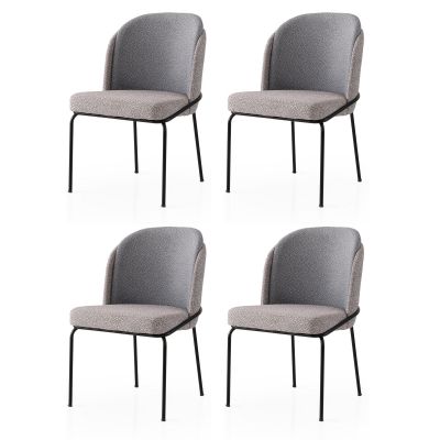 Set 4 scaune Dore - 175 V4, Auriu - Gri, 62x52x75 cm - Auriu - Gri
