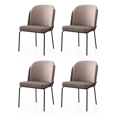 Set 4 scaune Dore - 180 V4, Auriu - Maro deschis, 62x52x75 cm - Auriu - Maro