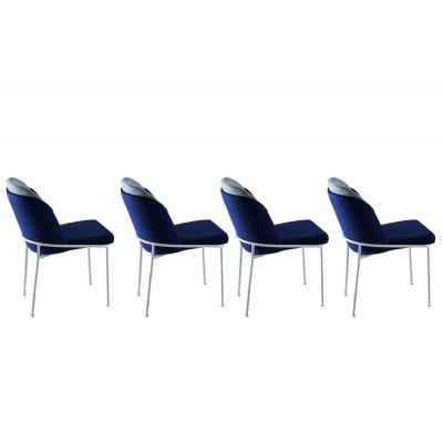 Set 4 scaune Dore 182 V4, Albastru închis - Alb, 54x55x86 cm - Auriu - Albastru - Alb