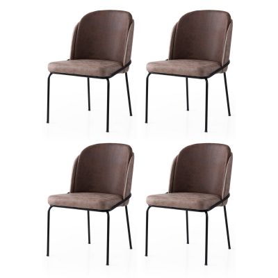 Set 4 scaune Dore - 194 V4, Auriu - Maro, 62x52x75 cm - Auriu - Maro