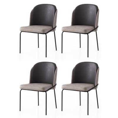 Set 4 scaune Dore - 196 V4, Auriu - Negru - Gri, 62x52x75 cm - Auriu - Negru - Gri