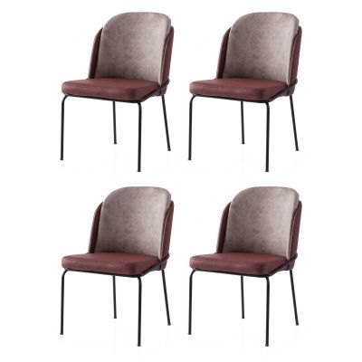 Set 4 scaune Dore - 197 V4, Auriu - Roșu, 62x52x75 cm - Auriu - Roșu