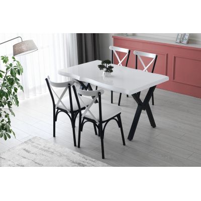 Set 4 scaune Ekol - 1334 V4, Alb, 42x42x84 cm - Alb