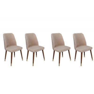 Set 4 scaune Hugo-387 V4, Crem - Auriu, 50x49x90 cm - Crem - Auriu