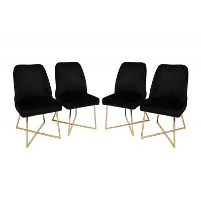 Set 4 scaune Madrid 911 V4, Auriu - Negru, 50x49x90 cm - Auriu - Negru