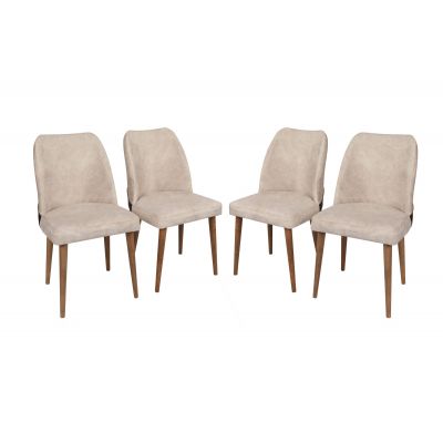 Set 4 scaune Nova 071 V4, Crem - Nuc, 50x49x90 cm - Crem - Nuc