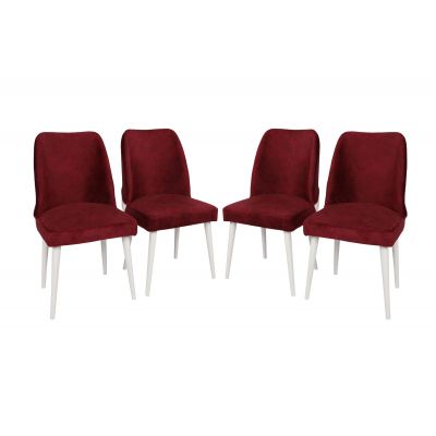Set 4 scaune Nova 081 V4, Bordo - Alb, 50x49x90 cm - Roșu - Alb