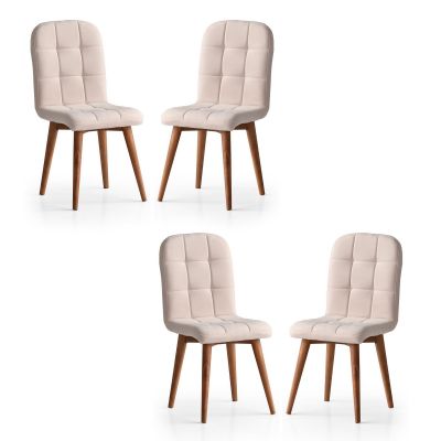 Set 4 scaune Retro - 708, Crem, 41x51x88 cm - Crem