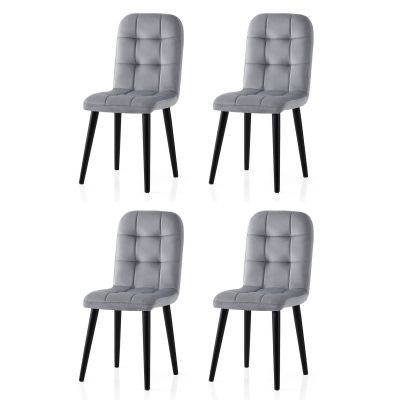 Set 4 scaune Retro - 732 V4, Negru - Gri, 41x51x88 cm - Negru - Gri