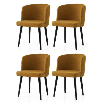Set 4 scaune Soft - 4107 V4, Negru - Galben, 57x57x81 cm - Negru - Galben