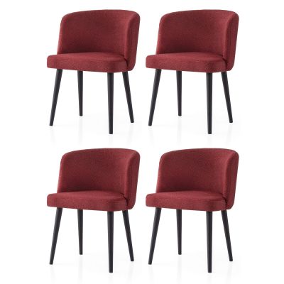 Set 4 scaune Soft - 4109 V4, Negru - Roșu, 57x57x81 cm - Negru - Roșu
