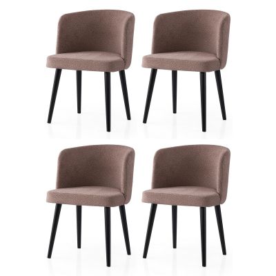 Set 4 scaune Soft - 4111 V4, Negru - Mink, 57x57x81 cm - Negru - Bej