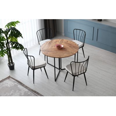 Set 4 scaune Yıldız - 940 V4, Negru, 43x42x82 cm - Negru