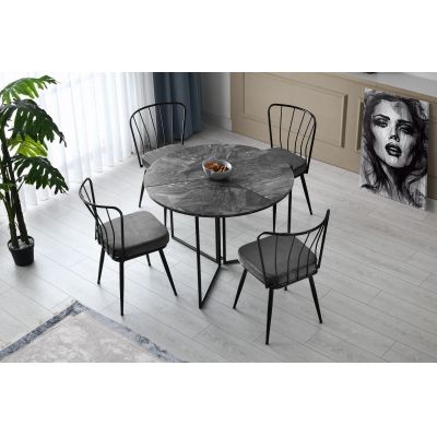 Set 4 scaune Yıldız - 942 V4, Negru, 43x42x82 cm - Negru