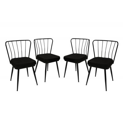 Set 4 scaune Yıldız 943 V4, Negru, 43x42x82 cm - Negru