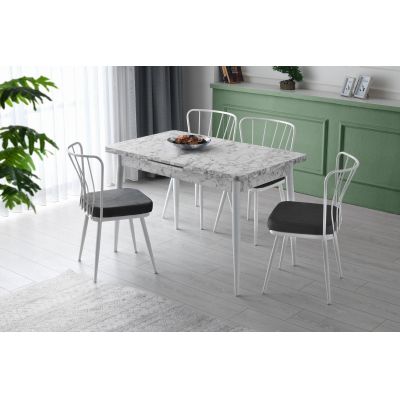Set 4 scaune Yıldız - 962 V4, Alb, 43x42x82 cm - Alb
