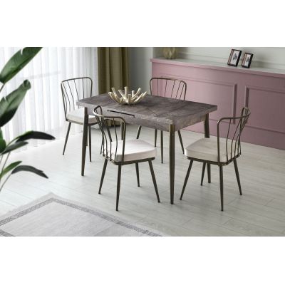 Set 4 scaune Yıldız - 985 V4, Mink, 43x42x82 cm - Bej