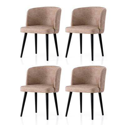 Set 4 scaune Zen - 4201 V4, Negru - Bej, 57x57x81 cm - Negru - Bej