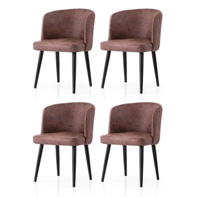 Set 4 scaune Zen - 4207 V4, Negru - Maro, 57x57x81 cm - Negru - Maro