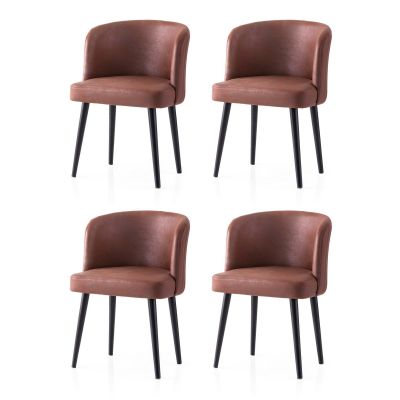 Set 4 scaune Zen - 4208 V4, Negru - Roșu, 57x57x81 cm - Negru - Roșu