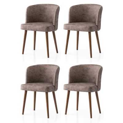 Set 4 scaune Zen - 4236 V4, Nuc - Mink, 57x57x81 cm - Nuc - Bej