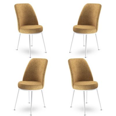 Set de scaune Dexa, Diverse culori, Diverse configurații, 45x42x89 cm - Cappuccino - Alb / 4 bucăți
