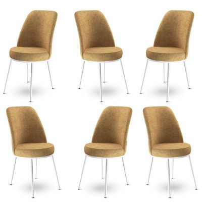 Set de scaune Dexa, Diverse culori, Diverse configurații, 45x42x89 cm - Cappuccino - Alb / 6 bucăți