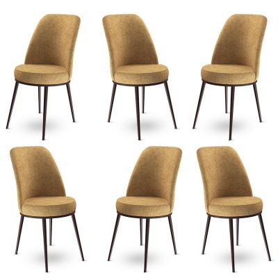 Set de scaune Dexa, Diverse culori, Diverse configurații, 45x42x89 cm - Cappuccino - Maro / 6 bucăți