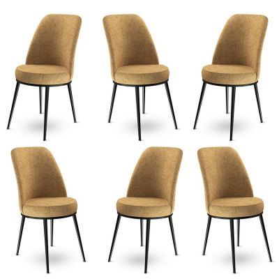 Set de scaune Dexa, Diverse culori, Diverse configurații, 45x42x89 cm - Cappuccino - Negru / 6 bucăți
