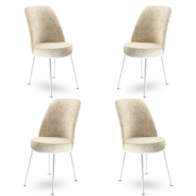 Set de scaune Dexa, Diverse culori, Diverse configurații, 45x42x89 cm - Crem - Alb / 4 bucăți