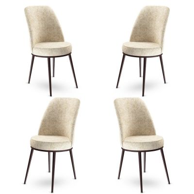 Set de scaune Dexa, Diverse culori, Diverse configurații, 45x42x89 cm - Crem - Maro / 4 bucăți