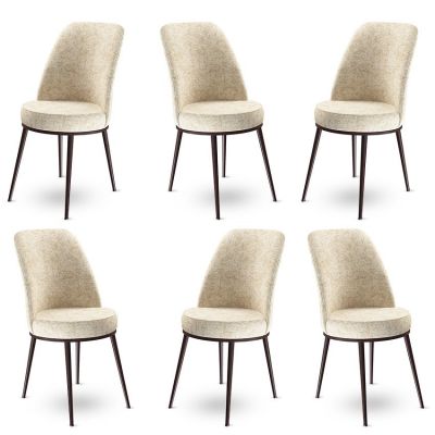 Set de scaune Dexa, Diverse culori, Diverse configurații, 45x42x89 cm - Crem - Maro / 6 bucăți