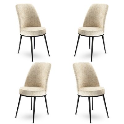 Set de scaune Dexa, Diverse culori, Diverse configurații, 45x42x89 cm - Crem - Negru / 4 bucăți