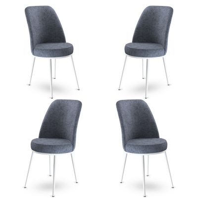 Set de scaune Dexa, Diverse culori, Diverse configurații, 45x42x89 cm - Fumuriu - Alb / 4 bucăți