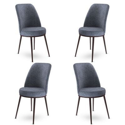 Set de scaune Dexa, Diverse culori, Diverse configurații, 45x42x89 cm - Fumuriu - Maro / 4 bucăți