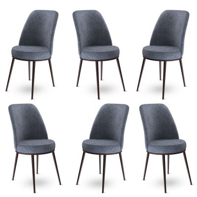 Set de scaune Dexa, Diverse culori, Diverse configurații, 45x42x89 cm - Fumuriu - Maro / 6 bucăți