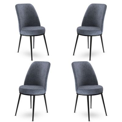 Set de scaune Dexa, Diverse culori, Diverse configurații, 45x42x89 cm - Fumuriu - Negru / 4 bucăți
