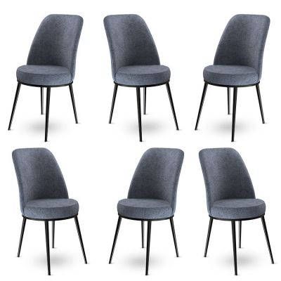 Set de scaune Dexa, Diverse culori, Diverse configurații, 45x42x89 cm - Fumuriu - Negru / 6 bucăți