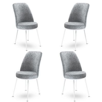Set de scaune Dexa, Diverse culori, Diverse configurații, 45x42x89 cm - Gri - Alb / 4 bucăți