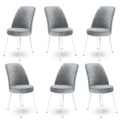 Set de scaune Dexa, Diverse culori, Diverse configurații, 45x42x89 cm - Gri - Alb / 6 bucăți
