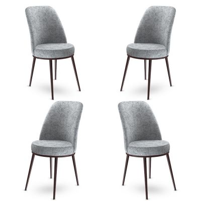 Set de scaune Dexa, Diverse culori, Diverse configurații, 45x42x89 cm - Gri - Maro / 4 bucăți