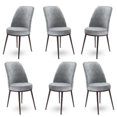 Set de scaune Dexa, Diverse culori, Diverse configurații, 45x42x89 cm - Gri - Maro / 6 bucăți