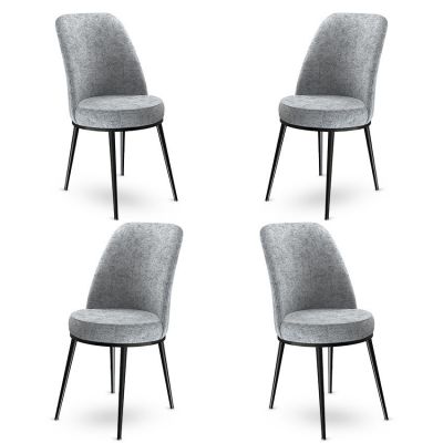 Set de scaune Dexa, Diverse culori, Diverse configurații, 45x42x89 cm - Gri - Negru / 4 bucăți